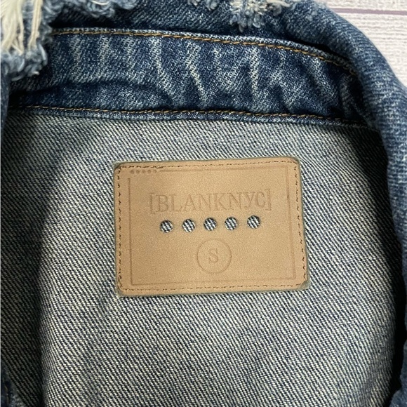 Blank NYC Distressed Raw Hem Denim Jacket - Picture 4 of 11